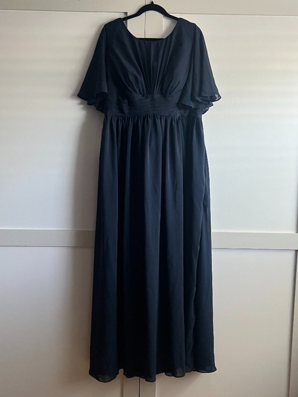 Navy Blue Chiffon Dress Size 18 – Flowy Empire Waist Formal
